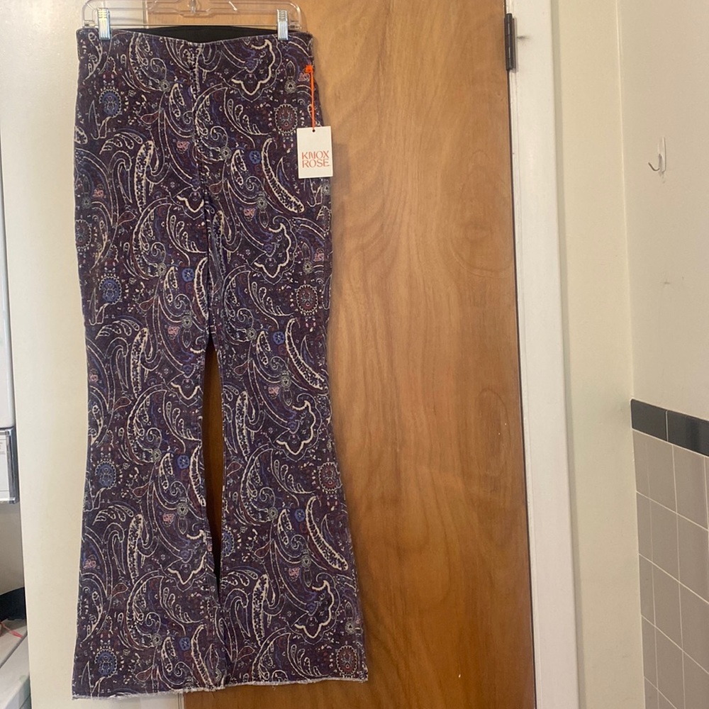 Purple paisley flare pants